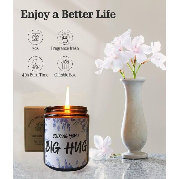 Lavender Candle 7oz Natural Soy Wax&100PCS DIY Letter Beads Mother's Day Gift - Picture 3 of 9